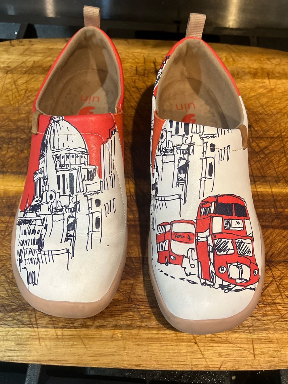 UIN London Love Story Microfiber Leather Slip-On Loafers Travel Shoes Size 10